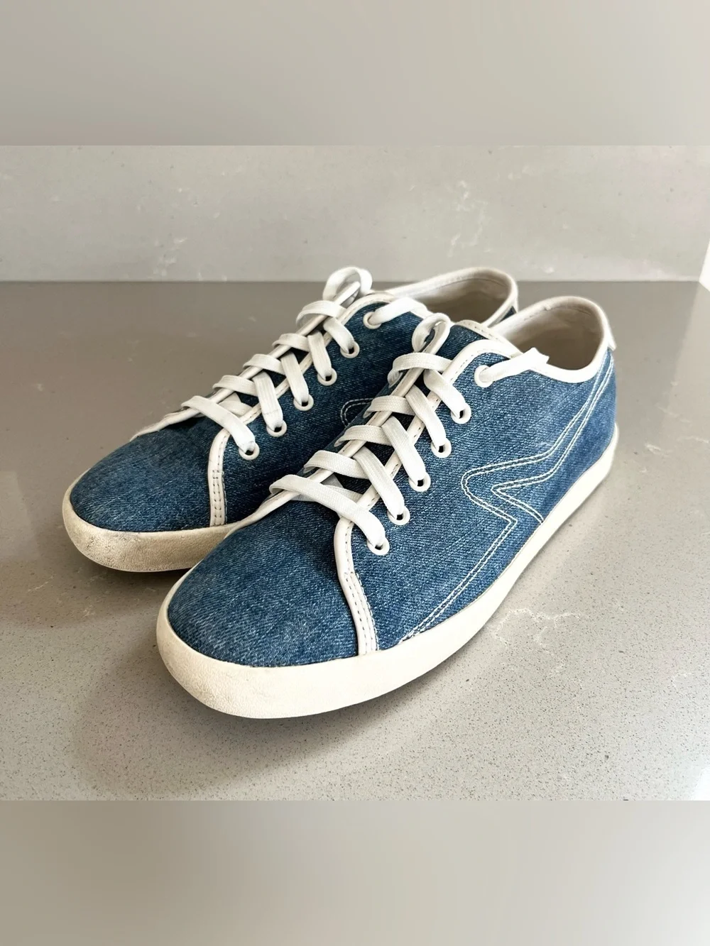 Rag & Bone Court Low Denim Sneakers Women's Shoes Blue Canvas Size 39.5 US 9.5